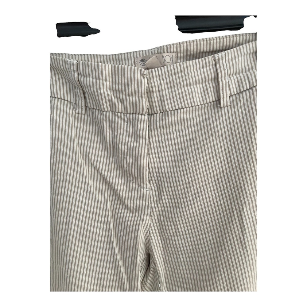 Lila Rose Women Tan White Striped Ankle Pants Cropped Pinstripe Trousers Size 2 - Picture 3 of 6